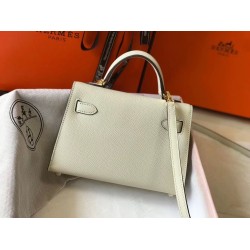 Hermes Kelly Mini II Bag In White Epsom Leather TDBS26991