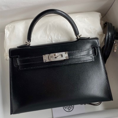 Hermes Kelly Mini II Sellier Handmade Bag In Black Box Calfskin TDBS26999