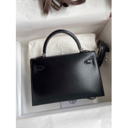 Hermes Kelly Mini II Sellier Handmade Bag In Black Box Calfskin TDBS26999