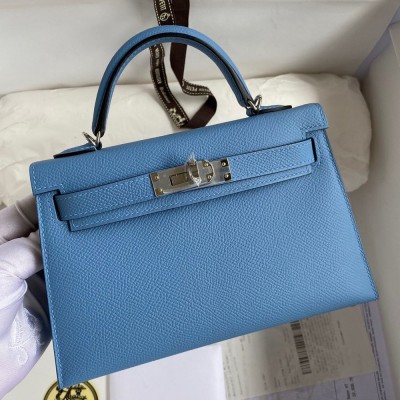 Hermes Kelly Mini II Sellier Handmade Bag In Blue Paradise Epsom Calfskin TDBS27010