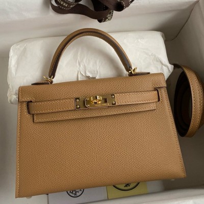 Hermes Kelly Mini II Sellier Handmade Bag In Chai Epsom Calfskin  TDBS27013