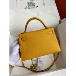 Hermes Kelly Mini II Sellier Handmade Bag In Jaune Ambre Epsom Calfskin TDBS27023