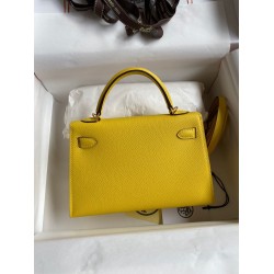 Hermes Kelly Mini II Sellier Handmade Bag In Jaune de Naples Epsom Calfskin TDBS27026