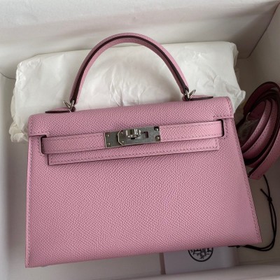 Hermes Kelly Mini II Sellier Handmade Bag In Mauve Sylvestre Epsom Calfskin TDBS27032