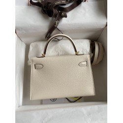 Hermes Kelly Mini II Sellier Handmade Bag In Nata Chevre Mysore Leather  TDBS27034