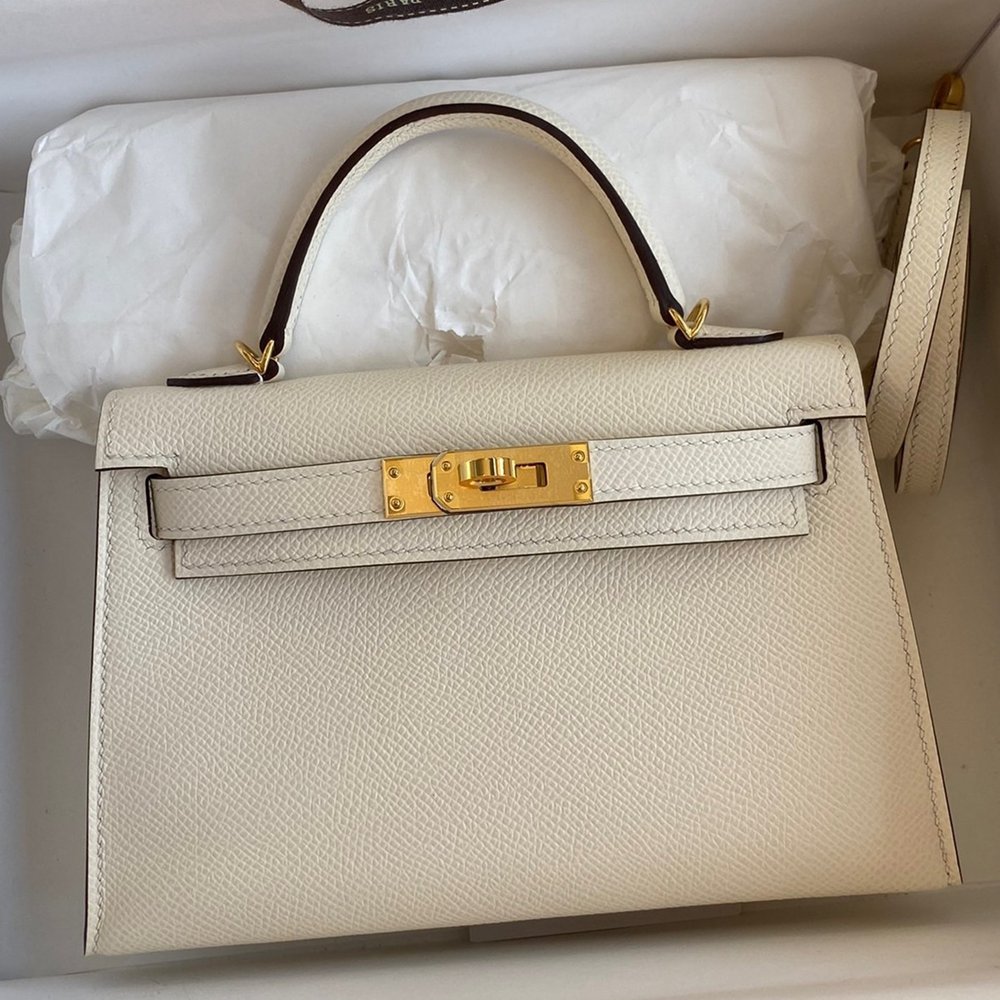 Hermes Kelly Mini II Sellier Handmade Bag In Nata Epsom Calfskin TDBS27035