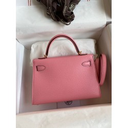 Hermes Kelly Mini II Sellier Handmade Bag In Rose Confetti Chevre Mysore Leather TDBS27041