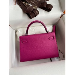 Hermes Kelly Mini II Sellier Handmade Bag In Rose Purple Epsom Calfskin TDBS27045