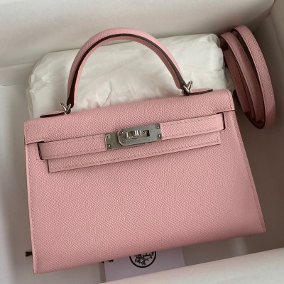 Hermes Kelly Mini II Sellier Handmade Bag In Rose Sakura Epsom Calfskin TDBS27049