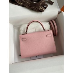 Hermes Kelly Mini II Sellier Handmade Bag In Rose Sakura Epsom Calfskin TDBS27049