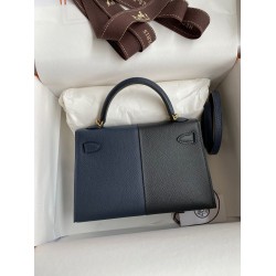 Hermes Kelly Mini II Sellier Tri-color Bag In Black/Blue Indigo/Red Calfskin TDBS27059