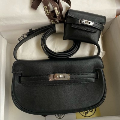 Hermes Kelly Moove Handmade Bag in Black Swift Calfskin  TDBS27062