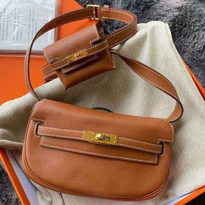 Hermes Kelly Moove Handmade Bag in Gold Swift Calfskin TDBS27063