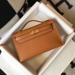 Hermes Kelly Pochette Bag In Gold Epsom Leather TDBS27067