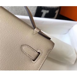 Hermes Kelly Pochette Bag In Gris Tourterelle Epsom Leather TDBS27069