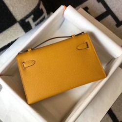 Hermes Kelly Pochette Bag In Yellow Epsom Leather TDBS27082