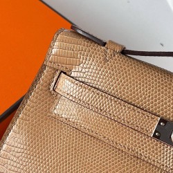 Hermes Kelly Pochette Handmade Bag In Chai Lizard Skin  TDBS27089