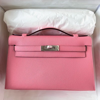 Hermes Kelly Pochette Handmade Bag In Rose Confetti Epsom Calfskin  TDBS27102