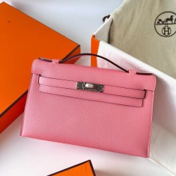 Hermes Kelly Pochette Handmade Bag In Rose Confetti Epsom Calfskin  TDBS27102