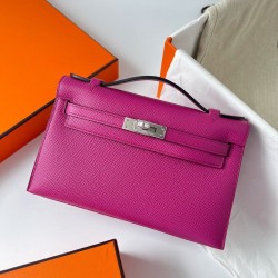 Hermes Kelly Pochette Handmade Bag In Rose Purple Epsom Calfskin TDBS27105