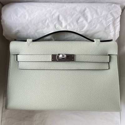 Hermes Kelly Pochette Handmade Bag In Vert Fizz Epsom Calfskin TDBS27113