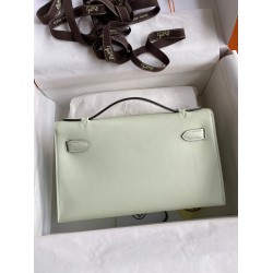 Hermes Kelly Pochette Handmade Bag In Vert Fizz Swift Calfskin  TDBS27114