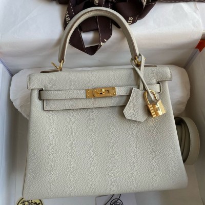 Hermes Kelly Retourne 25 Handmade Bag In Beton Clemence Leather  TDBS27118