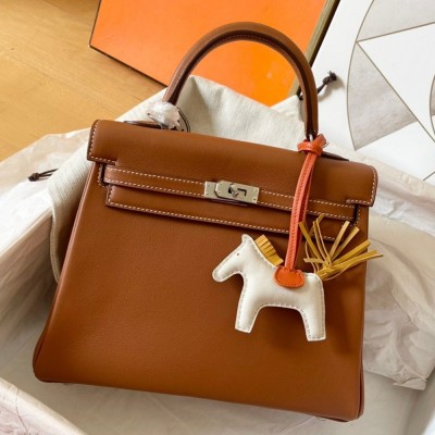 Hermes Kelly Retourne 25 Handmade Bag In Gold Swift Calfskin TDBS27128