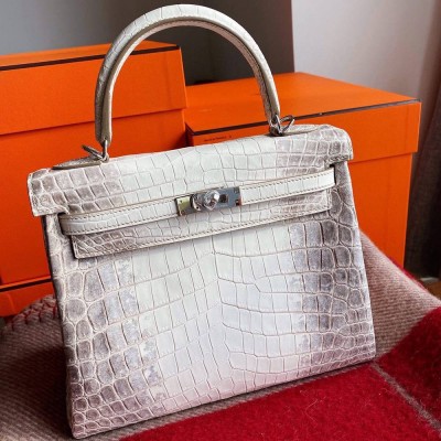 Hermes Kelly Retourne 25 Handmade Bag In Himalaya Crocodile Niloticus Skin TDBS27131