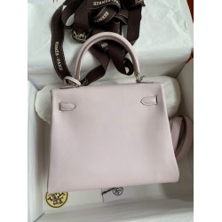 Hermes Kelly Retourne 25 Handmade Bag In Mauve Pale Swift Calfskin TDBS27132