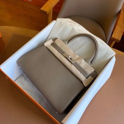 Hermes Kelly Retourne 28 Handmade Bag In Taupe Togo Leather TDBS27142