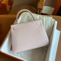 Hermes Kelly Sellier 25 Handmade Bag In Mauve Pale Epsom Calfskin  TDBS27172