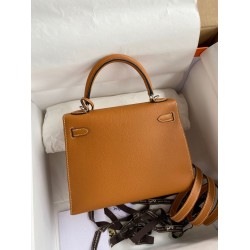 Hermes Kelly Sellier 25 Handmade Bag In Toffee Epsom Calfskin TDBS27177