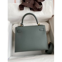 Hermes Kelly Sellier 25 Handmade Bag In Vert Amande Epsom Calfskin TDBS27179