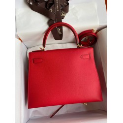 Hermes Kelly Sellier 28 Handmade Bag In Red Epsom Calfskin TDBS27204