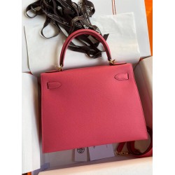 Hermes Kelly Sellier 28 Handmade Bag In Rose Lipstick Epsom Calfskin TDBS27205