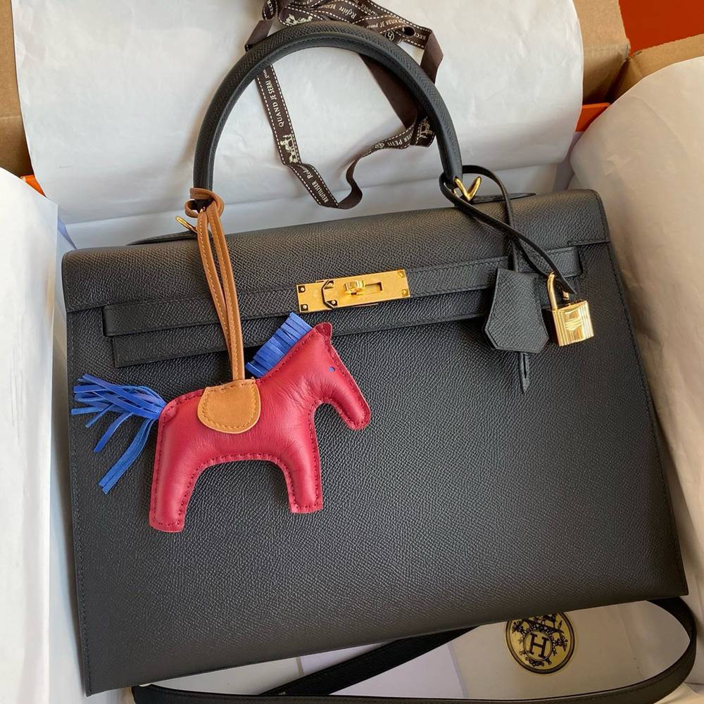 Hermes Kelly Sellier 35 Handmade Bag In Black Epsom Calfskin TDBS27213