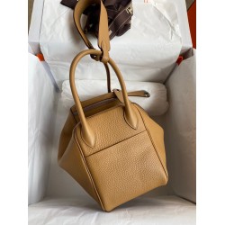 Hermes Lindy 26 Handmade Bag In Biscuit Clemence Leather  TDBS27374