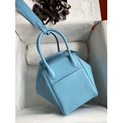 Hermes Lindy 26 Handmade Bag In Blue Atoll Clemence Leather TDBS27375