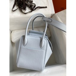 Hermes Lindy 26 Handmade Bag In Blue Brume Clemence Leather TDBS27376