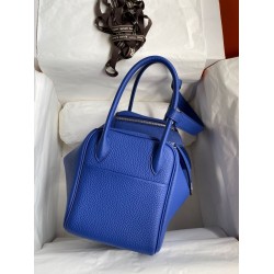 Hermes Lindy 26 Handmade Bag In Blue Electric Clemence Leather  TDBS27377