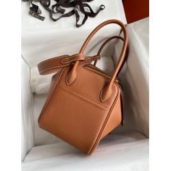 Hermes Lindy 26 Handmade Bag In Gold Evercolor Leather  TDBS27387