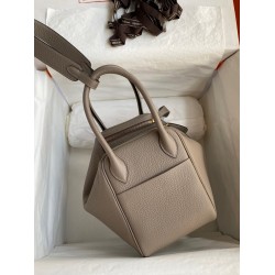 Hermes Lindy 26 Handmade Bag In Gris Asphalt Clemence Leather  TDBS27389