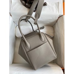 Hermes Lindy 26 Handmade Bag In Gris Asphalt Evercolor Leather  TDBS27390