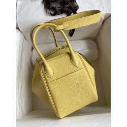 Hermes Lindy 26 Handmade Bag In Jaune Poussin Clemence Leather  TDBS27392