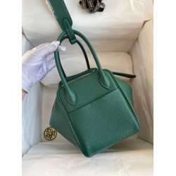 Hermes Lindy 26 Handmade Bag In Malachite Clemence Leather  TDBS27393