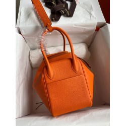 Hermes Lindy 26 Handmade Bag In Orange Clemence Leather TDBS27395