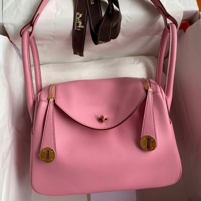 Hermes Lindy 26 Handmade Bag In Rose Confetti Swift Calfskin  TDBS27397