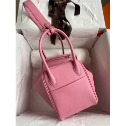 Hermes Lindy 26 Handmade Bag In Rose Confetti Swift Calfskin  TDBS27397