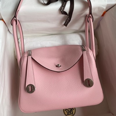 Hermes Lindy 26 Handmade Bag In Rose Sakura Clemence Leather TDBS27398